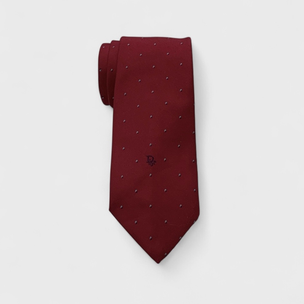 Vintage 80’s Christian Dior Dotted Polyester / Silk Tie